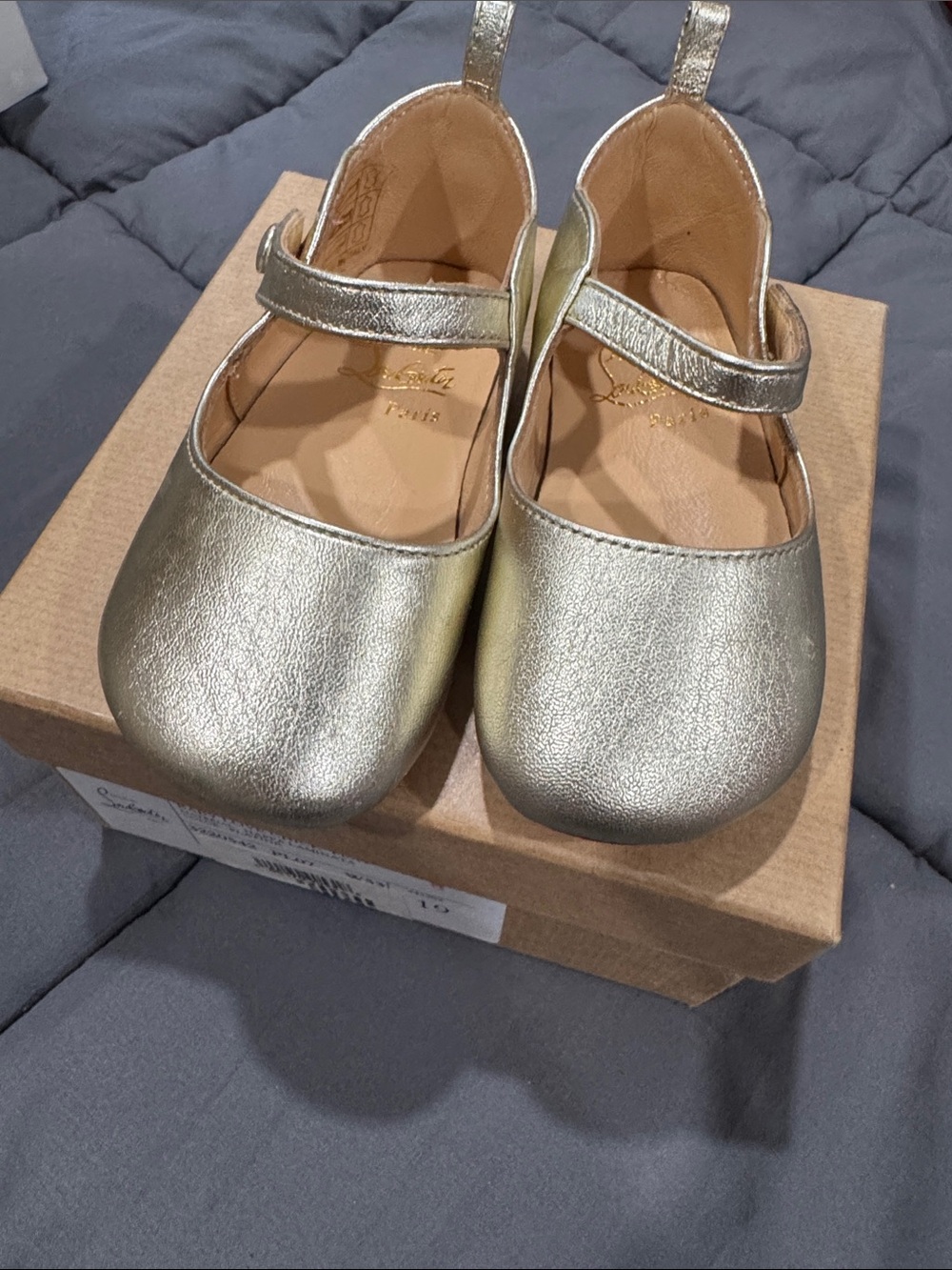 Christian Louboutin Metallic Gold Mary Jane Toddler Shoes